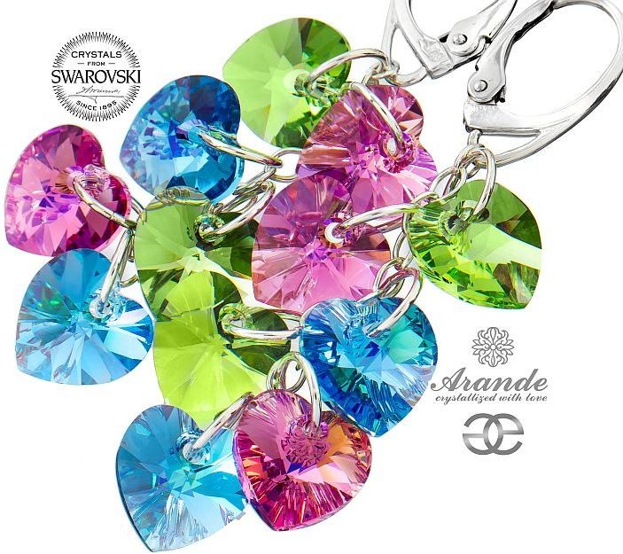 Swarovski długie kolczyki SREBRO Serce CERTYFIKAT