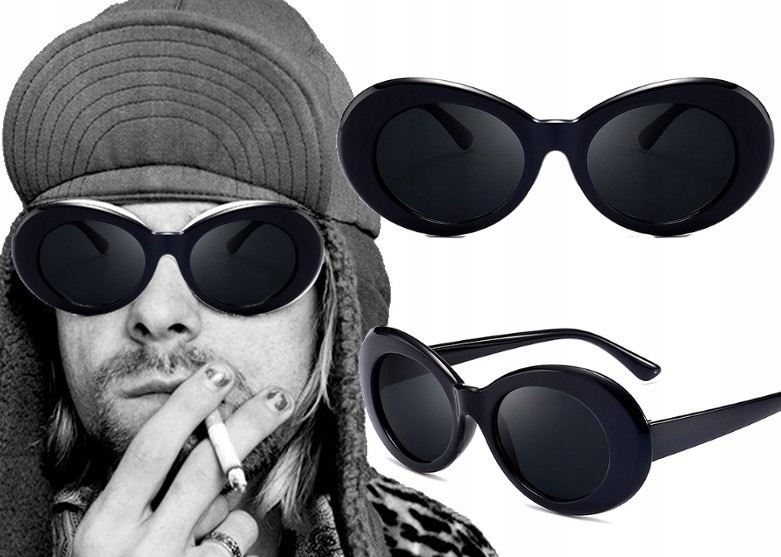 Retro owalne Okulary Kurt Cobain muchy Nirvana
