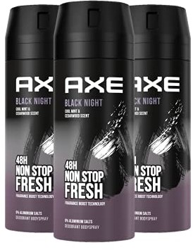 Axe Dezodorant Black Night bez soli aluminium 150 ml, (opakowanie 3 szt.)