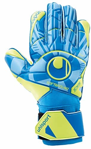 Uhlsport Unisex rękawice bramkarskie dla dorosłych Control Soft Pro, rękawice do piłki nożnej, radar niebieski/fluo żółty/świński, 7 101112601