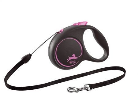 Flexi Smycz automatyczna Black Design S linka 5 m kol. różowy