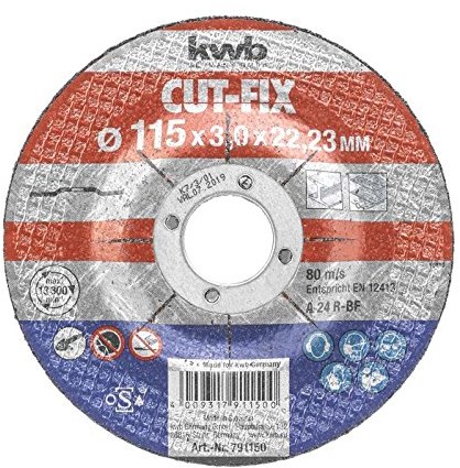 kwb KWB tarcza do cięcia Cut Fix 791150 (115 X 22, wygięta, 3.0 MM grubości, do metalu i stali, do szlifierek kątowych) (7911-50)