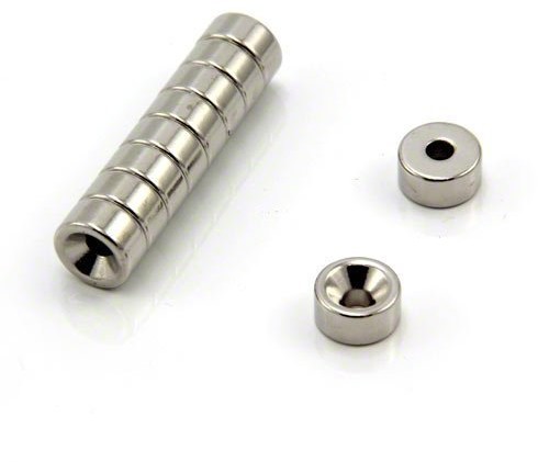 first4magnets Magnes Expert 10 mm średnicy x 5 mm grubości x 3,2 mm c/zlew magnes neodymowy - 2 kg ciągnięcia (południe) (10 sztuk) F301S-10