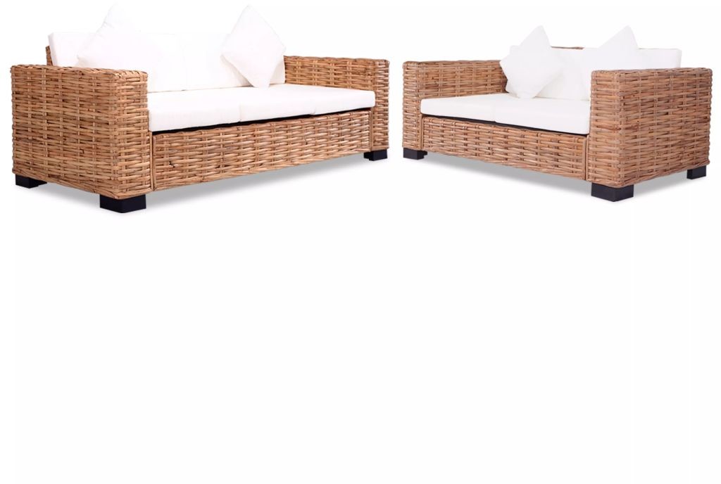 vidaXL Komplet wypoczynkowy, 15 części, naturalny rattan