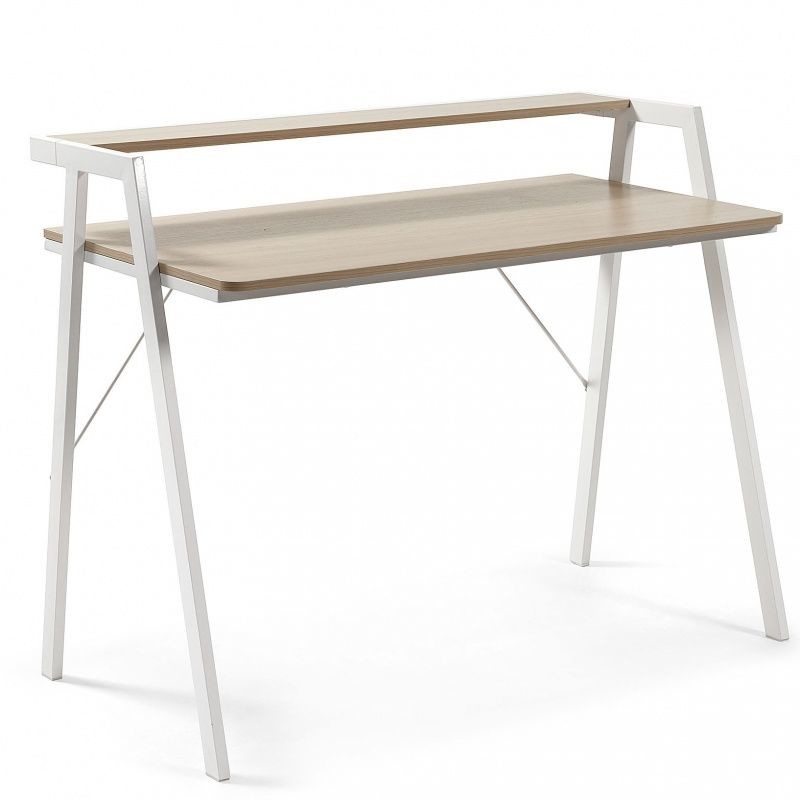 Laforma Biurko Aarhus 115 cm z półką nad blatem białe LM-N20-89