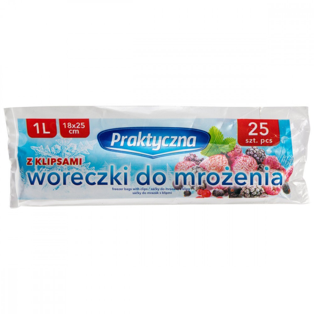 Praktyczna Woreczki Do Mrożenia Z Klipsami Frozen Clips 1 L 25 Szt