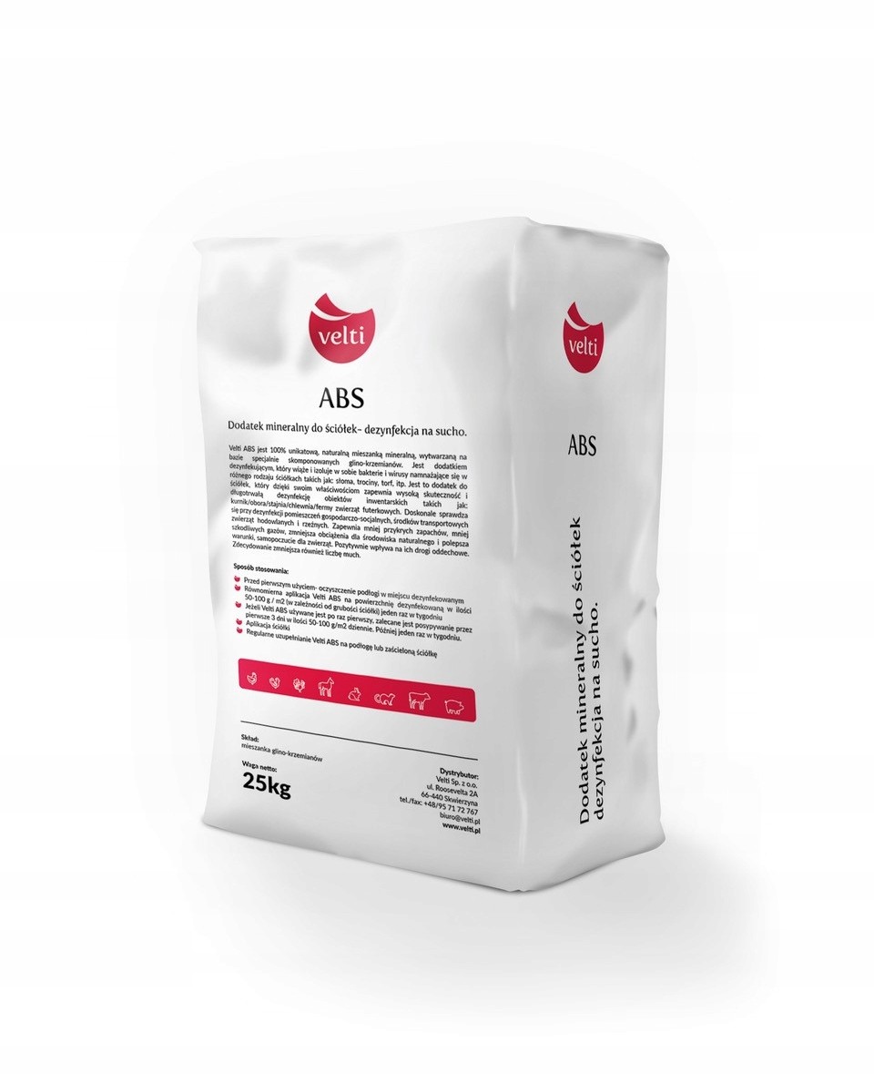 Dezynfekcja na sucho Velti Abs 25kg na wirusy drób