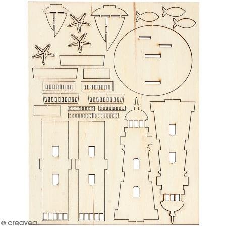 Rayher Hobby Budownictwo drewniane zestaw z drewna z motywem latarni nasadowych 25 części MARITIM Strand uralub DIY majsterkowanie malowanie 46229000