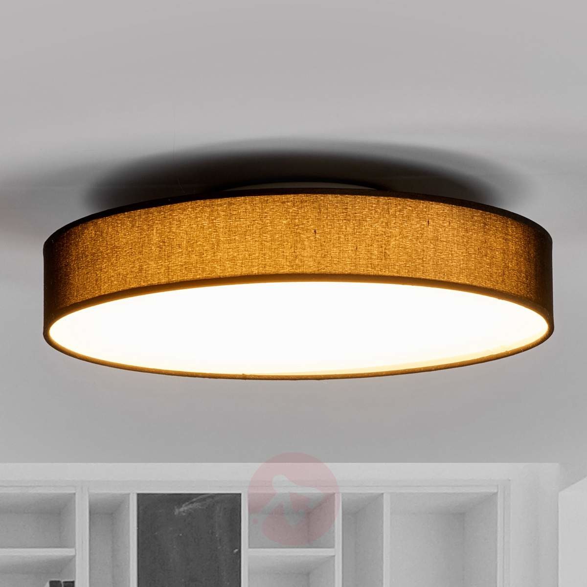 Czarna, okrągła, tekst. lampa sufitowa LED Saira
