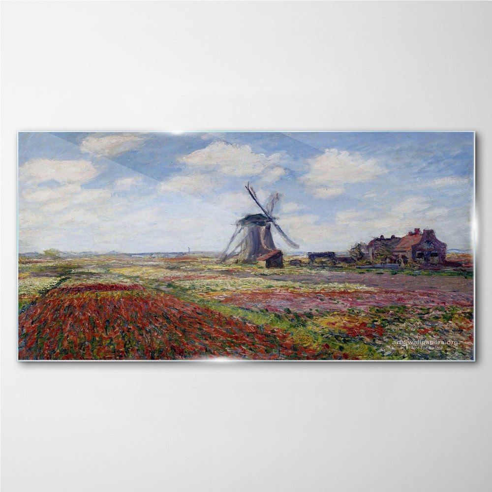 PL Coloray Obraz Szklany Młyn Łąka Monet 140x70cm