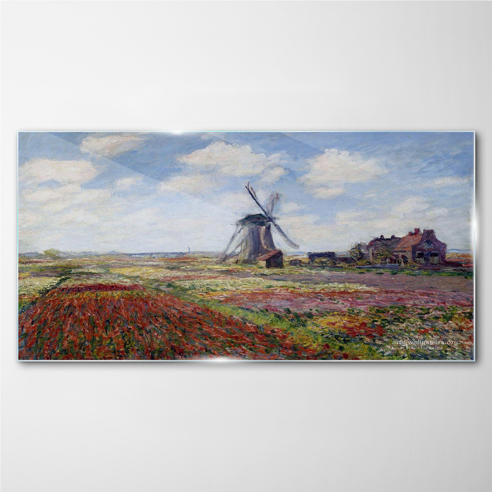PL Coloray Obraz Szklany Młyn Łąka Monet 120x60cm