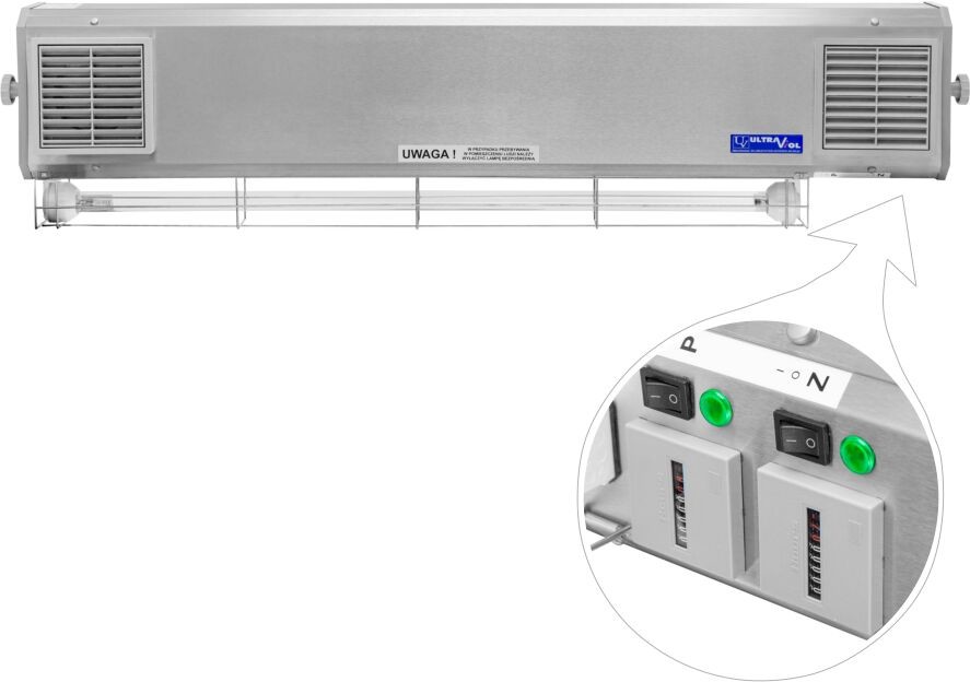 Ultra-viol Sp.j NBVE-60/30SL 2-funkcyjna lampa bakteriobójcza przepływowa 2x30W+30W sufitowa z licznikami NBVE-60/30SL