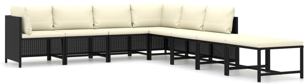 vidaXL 8-cz. zestaw wypoczynkowy do ogrodu, poduszki, rattan PE czarny 3059793