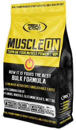 Real Pharm Sklep MUSCLE ON 1kg GAINER BULK MASA BIAŁKO