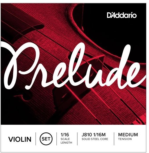 D'Addario j810  1 skrzypce/16 m Prelude komplet strun z włókna węglowego nierdzewna/nikiel 1/16 Medium J810 1/16M
