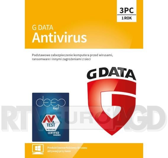 GData Antivirus 2019 3PC/1 rok kod Dostęp po opłaceniu zakupu PLPIN11430002