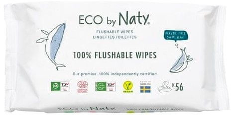 Naty ECO by ECO vlhčené ubrousky bez vůně splachovatelné 56 ks)