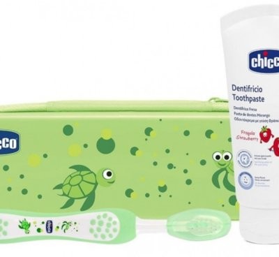 Chicco Zestaw dentystyczny dla dzieci 12m+ Zestaw pasta, szczoteczka, etui