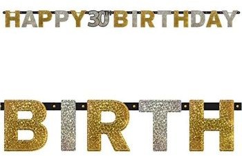 Amscan Baner "Happy 30th Birthday" Sparkling Celebration Silver & Gold 240 cm 120207