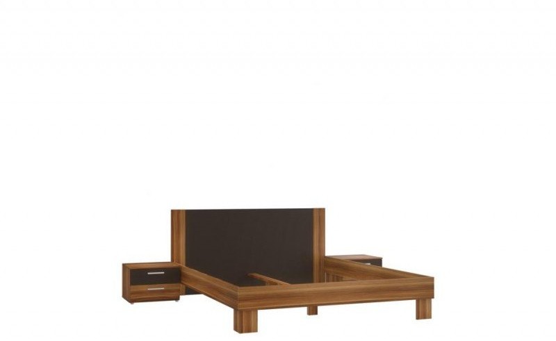 Lectus Rama łóżka + 2 szafki nocne Mesyna, brązowe