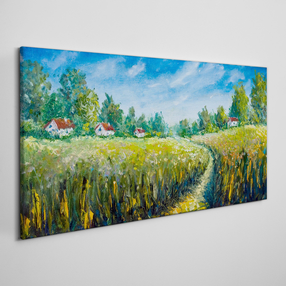 PL Coloray Obraz Canvas wieś drzewa niebo krajobraz 140x70cm