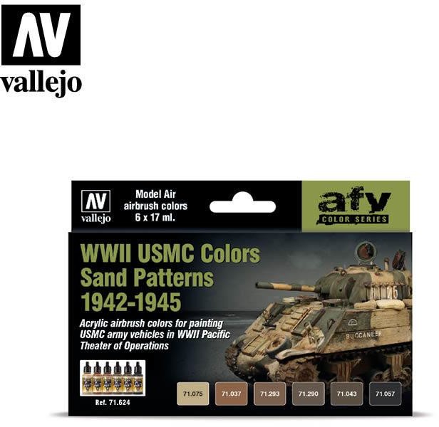 Vallejo Zestaw Model Air 6 farb - WWII US Army Colors Sand Patterns 1942-1975 Vallejo 71624