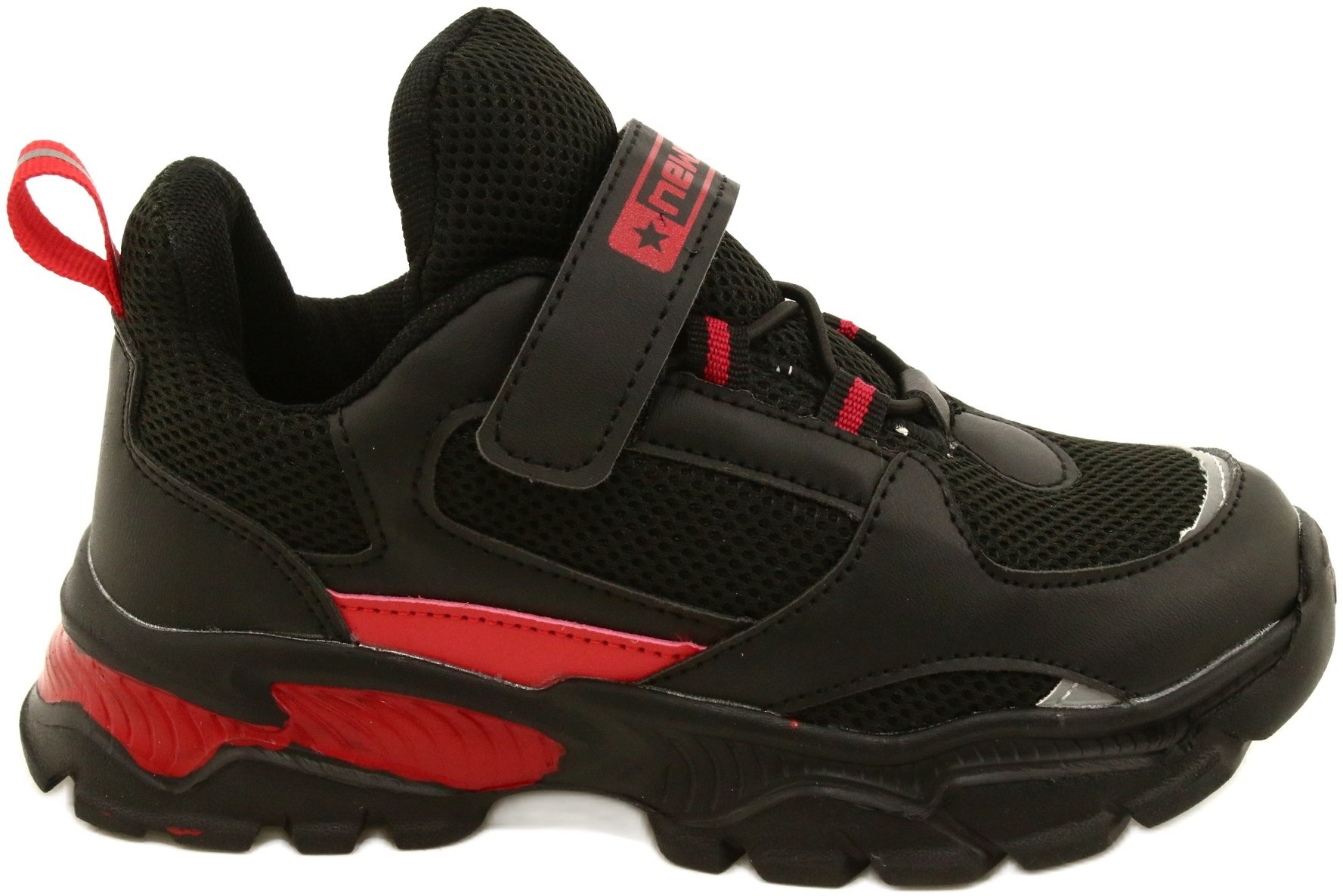 NEWS ADI Buty Sportowe Chłopięce Rzepy News 22DZ32-4932 Black-Red czarne czerwone