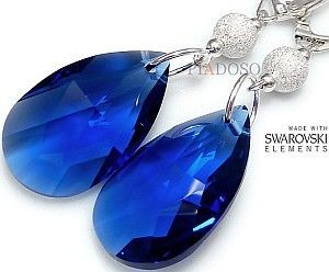 Swarovski piękne srebrne kolczyki SAPPHIRE DIAMOND