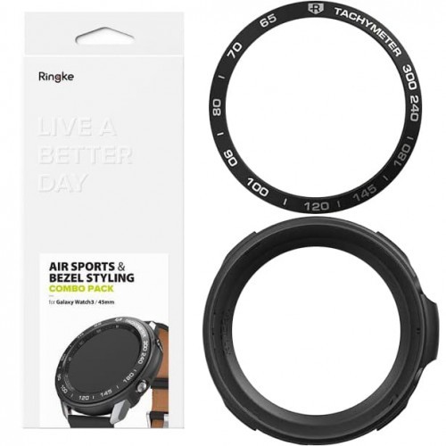 Rearth Etui + Ramka Ringke Air Sports + Bezel Combo Galaxy Watch 3 45mm, czarne 8809758101753