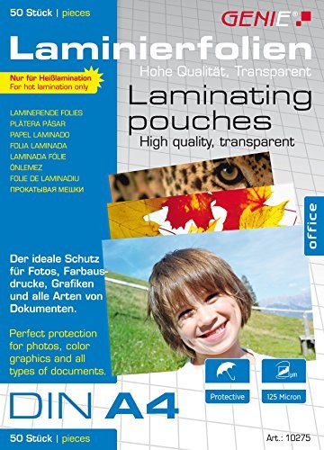 Genie foliami do laminowania DIN A4 (125 mikronów) 50er Pack Laminierfolie A4-50er