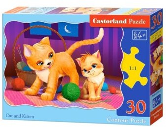 Castorland Puzzle 30 konturowe:Cat and Kitten wysyłka w 24h !