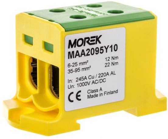 Simet Przedsiębiorstwo S.A. Złączka szynowa 2-przewodowa 6-95mm2 żółto-zielona T022095.YG MAA2095Y10 89735009