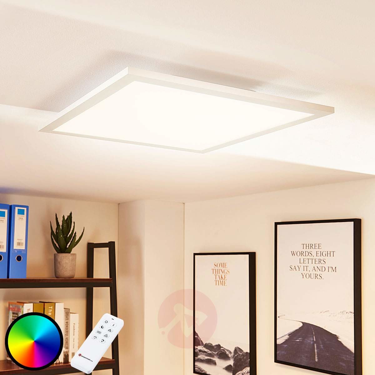 Lampenwelt com Panel LED Tinus, zmiana barw RGB ciepła biel