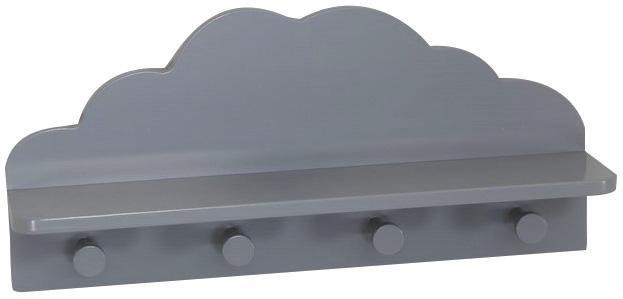 producent niezdefiniowany Półka z 4 wieszakami CLOUD dziecięcy pokój szary 48 x 22 x 12 cm jja-127163