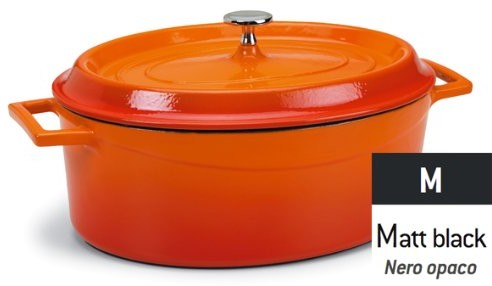 Pentole Agnelli pentole agnelli Slow Cook rondel Oval z 2 uchwytami, wykonane z żeliwa COGHSOP12625M