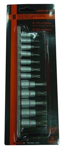 Jufisto Zestaw nasadek torx z otworem JU-SOC 12 SZT. 1/4