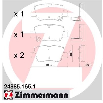 ZIMMERMANN Zestaw klocków hamulcowych, hamulce tarczowe 24885.165.1
