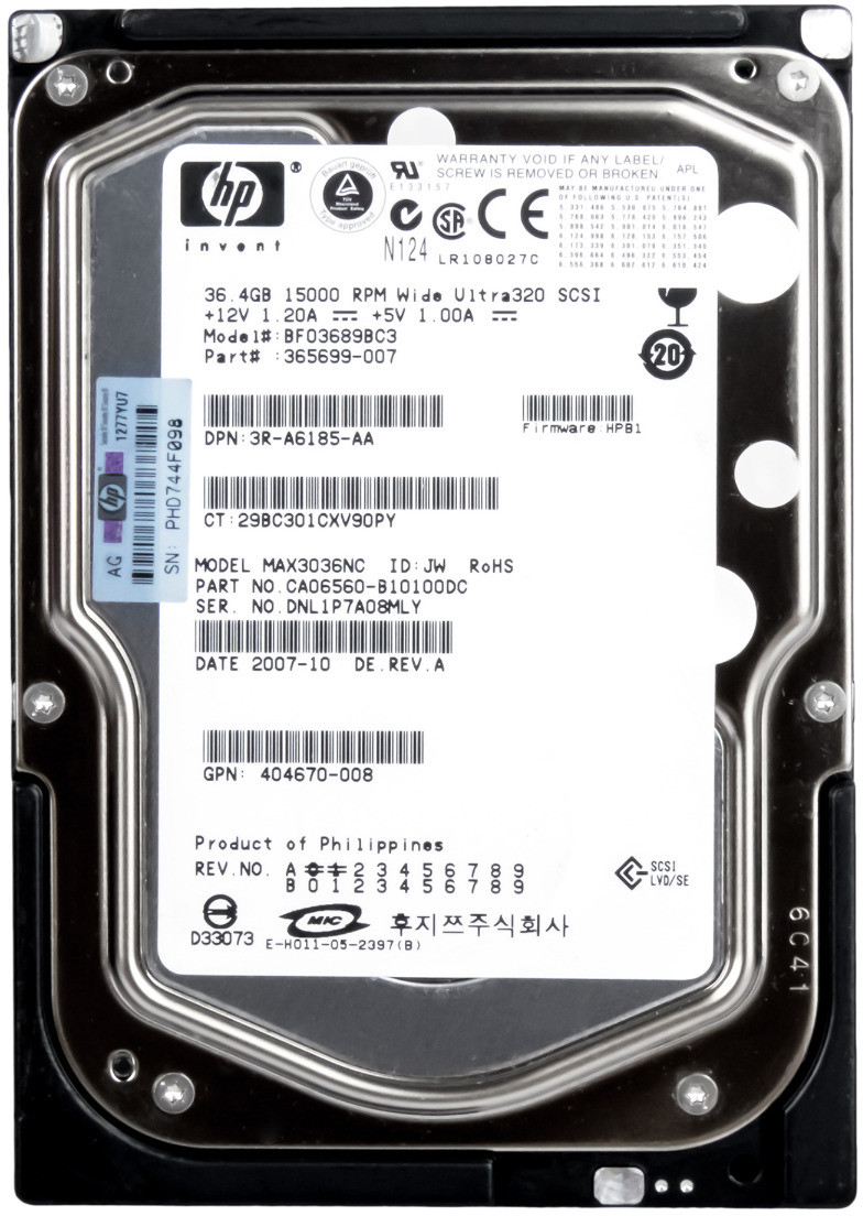 HP 365699-007 36GB 15K 8MB Scsi 3.5'' BF03689BC3