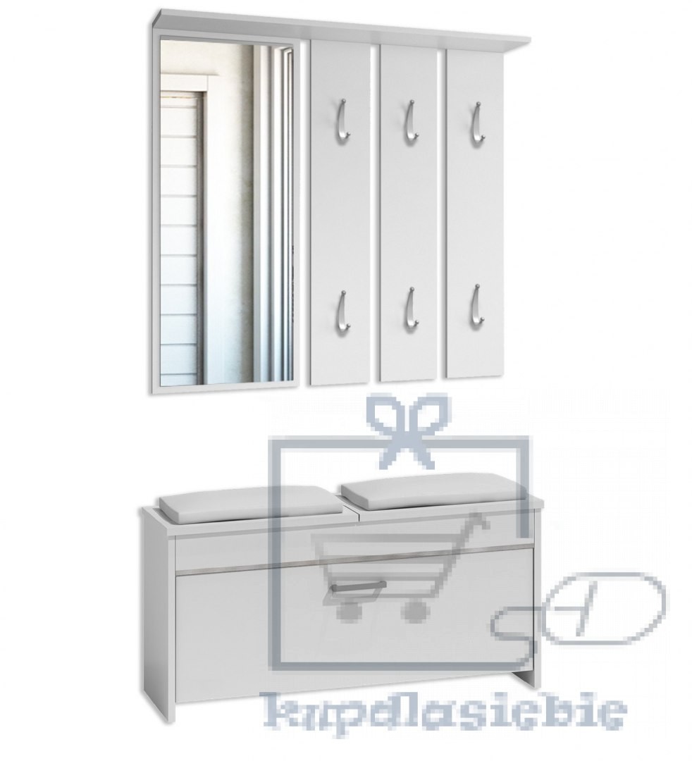 Topeshop GARDEROBA Garderoba Roma wieszak lustro szafka na buty / biel