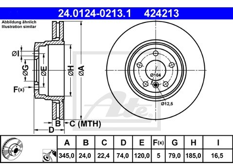 ATE TARCZA HAM 24.0124-0213.1 BMW E65, E66, E67 750I 05-  24.0124-0213.1
