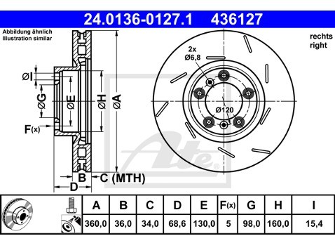 ATE Tarcza hamulcowa (1 sztuka) 24.0136-0127.1