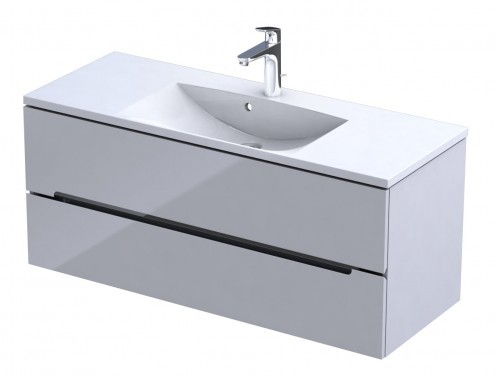 Oristo Szafka wisząca SILVER UNI 120 cm z umywalką AMELIA BIAŁY POŁYSK OR33-SD2S-120-1-V3 + UME-AM-120-92-C