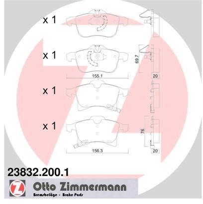 ZIMMERMANN Klocki hamulcowe - komplet 23832.200.1
