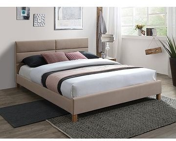 Signal Meble ŁÓŻKO SIERRA VELVET 160x200 KOLOR BEŻ/DĄB TAPICERKA BLUVEL 28 SIERRAV160BED