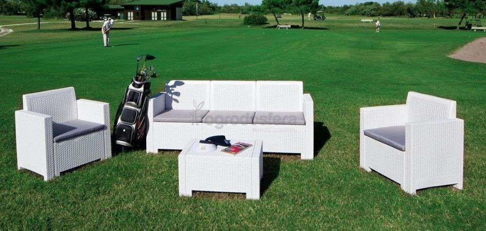 Bica Białe meble technorattanowe z 3-osobową sofą Nebraska 3 BC9068BL