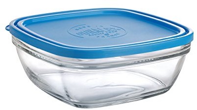 Duralex DURALEX Lys 9023 AM06 miska z niebieskim pokrywką, odpowiedni do zamrażania, wykonane ze szkła, 20,2 x 20,2 x 7,9 cm, przezroczysty 9023AM06