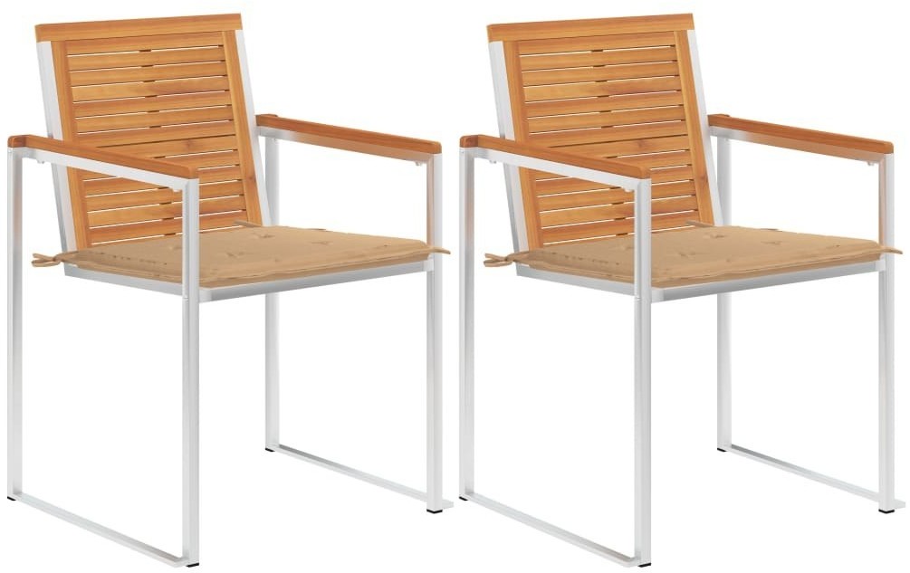 vidaXL Krzesła ogrodowe z poduszkami, 2 szt., drewno akacjowe i stal 3061491
