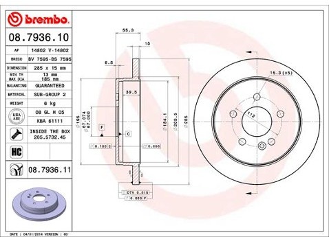 BREMBO Tarcza hamulcowa 08.7936.11