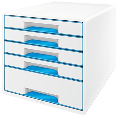 Leitz WOW Cube szafka z szufladami, niebieski metalik 5 szuflad 52142036