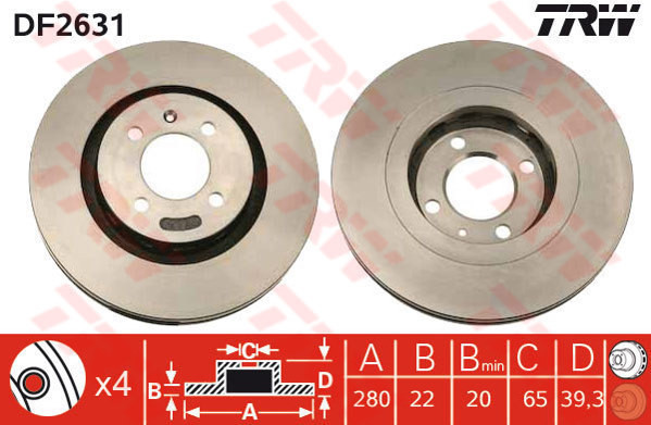 TRW Tarcza hamulcowa DF2631